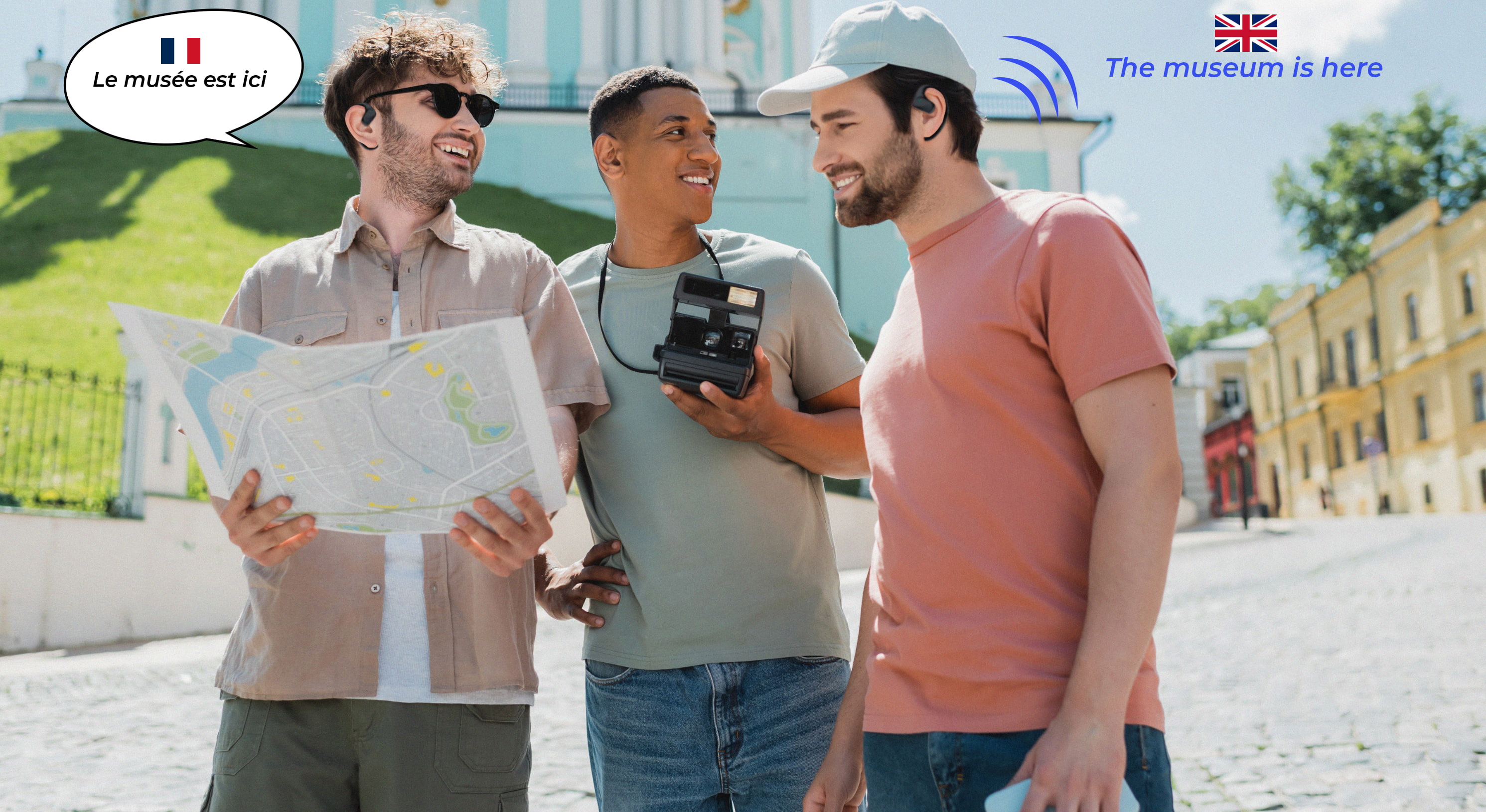 tourists talking