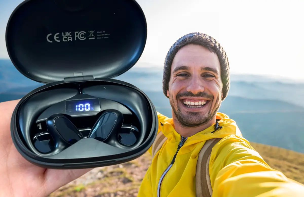 traveler with talkbuds